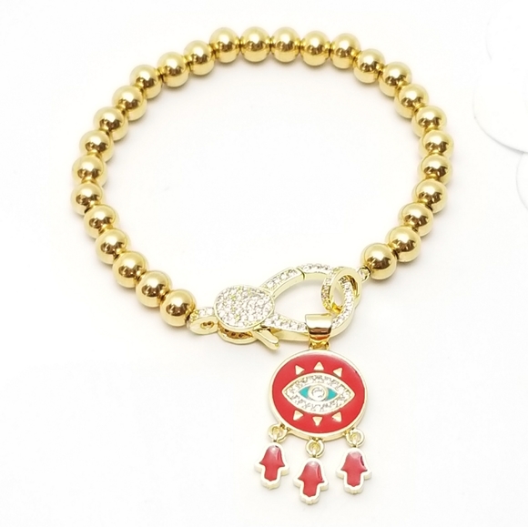 NWT Evil Eye Hamsa 18K Gold Stainless Steel NEW - Picture 10 of 10